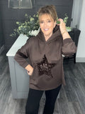 Chocolate sequin star scuba hoody