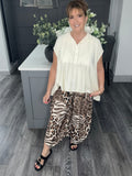 Mocha abstract animal print trouser