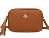 Tan quilted crossbody bag