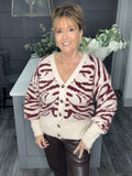 Berry zebra soft knit cardigan