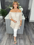 Sofia sequin and lace top -Mocha