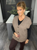 Relaxed fit slouchy knitted waistcoat-Taupe