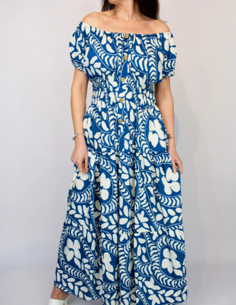 Isabelle flower maxi magic dress-Blue