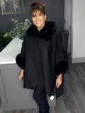 Chelsea luxury suede feel swing poncho-Black