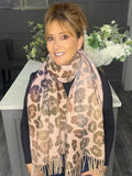 Lux cashmere feel fringed scarf-Blush pink multi