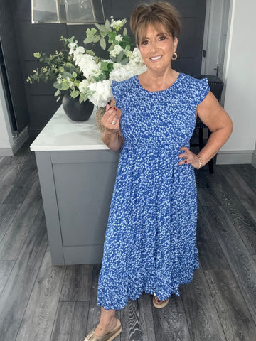 Cobalt Blue ditsy flower Maxi