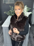 Lottie faux fur gilet-Rich chocolate