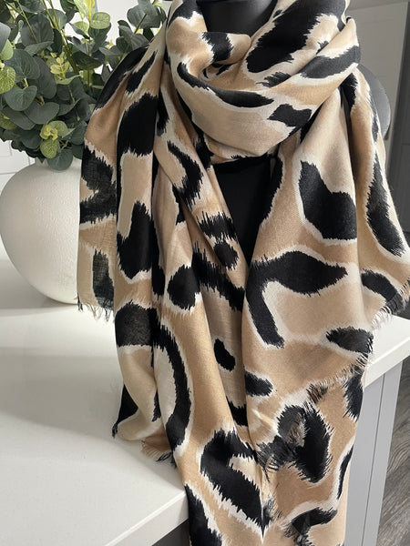 leopard print scarf-Taupe