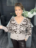 Chocolate zebra soft knit cardigan