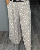 Taupe Polka dot wide leg trouser