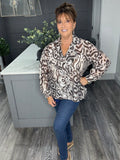 Ruffle front blouse-Chocolate