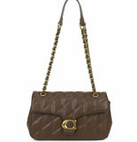 Quilted chain shoulder bag-Chocolate