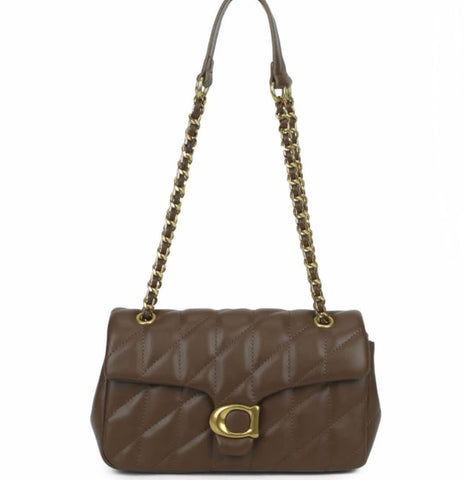 Quilted chain shoulder bag-Chocolate
