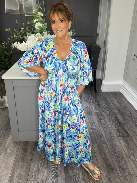 Vibrant water colour flower V front Maxi