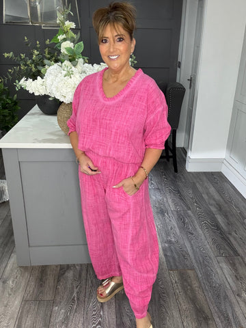 Italian textured luxury Co-ord set-Fuchsia