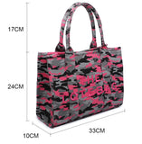 Camouflage Large canvas Tote bag-Fushcia