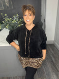Lora leopard velour hoody-Black