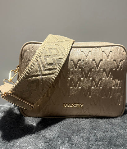 Double zipper crossbody bag-Beige