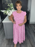 Pink ditsy flower maxi