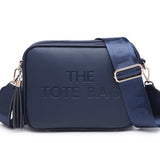 Double tassel tote bag-Navy