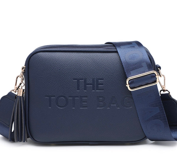 Double tassel tote bag-Navy