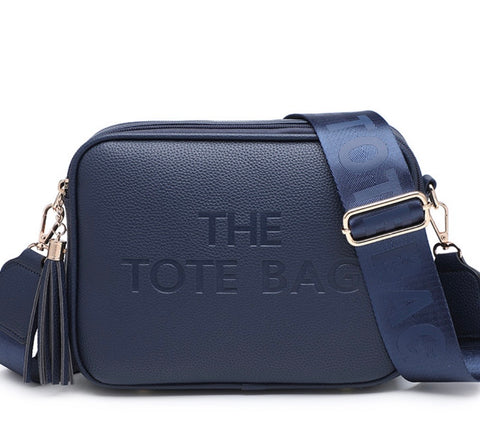 Double tassel tote bag-Navy