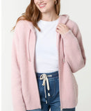 Zip up cosy chenille hoody-Pink