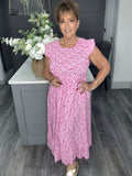Pink ditsy flower maxi