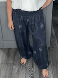 Star burst harem pants-Navy