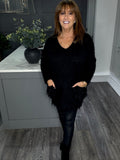 Courtney fluffy chunky pocket jumper-Black