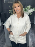 Italian cashmere blend hooded cardigan-Winter white