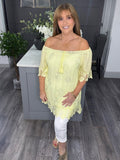 Sofia sequin and lace top-Lemon