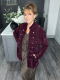 Soft velvet chenille military jacket-Plum