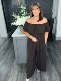 Chocolate Bardot jumpsuit
