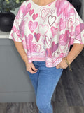 Millie heart soft knit top-Pink