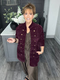 Soft velvet chenille military jacket-Plum