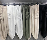 Front pocket tulip barrel leg trousers