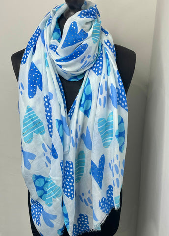 Heart scarf-Blue multi