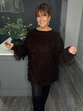 Chocolate shaggy soft chunky jumper