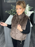 Lottie faux fur gilet-Mocha