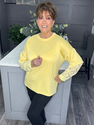 Ruby double lace sleeve top-Yellow