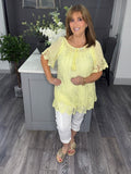 Sofia sequin and lace top-Lemon