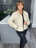 Military soft boucle jacket-Cream