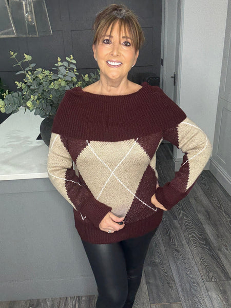 Argyle Bardot jumper-Wine