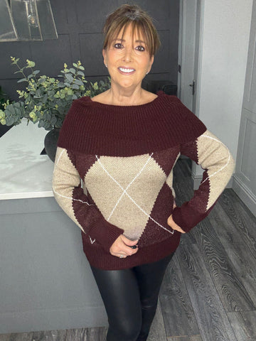 Argyle Bardot jumper-Wine