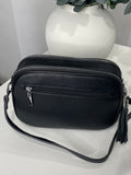 Double compartment crossbody bag with tassel -Black