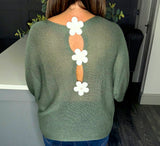 Daisy back knitted top -Khaki