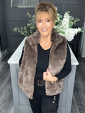 Lottie faux fur gilet-Mocha