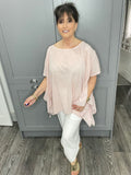 Chloe blush pink ruched sides top