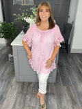 Sofia sequin and lace top -Baby pink